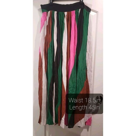 Megan Renee High Slit Multicolor Maxi‎ Skirt With Pockets - 2X NWT MSRP $245 - Picture 1 of 8